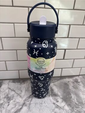 Navy Zodiac Stainless Water Bottle with Carry Handle